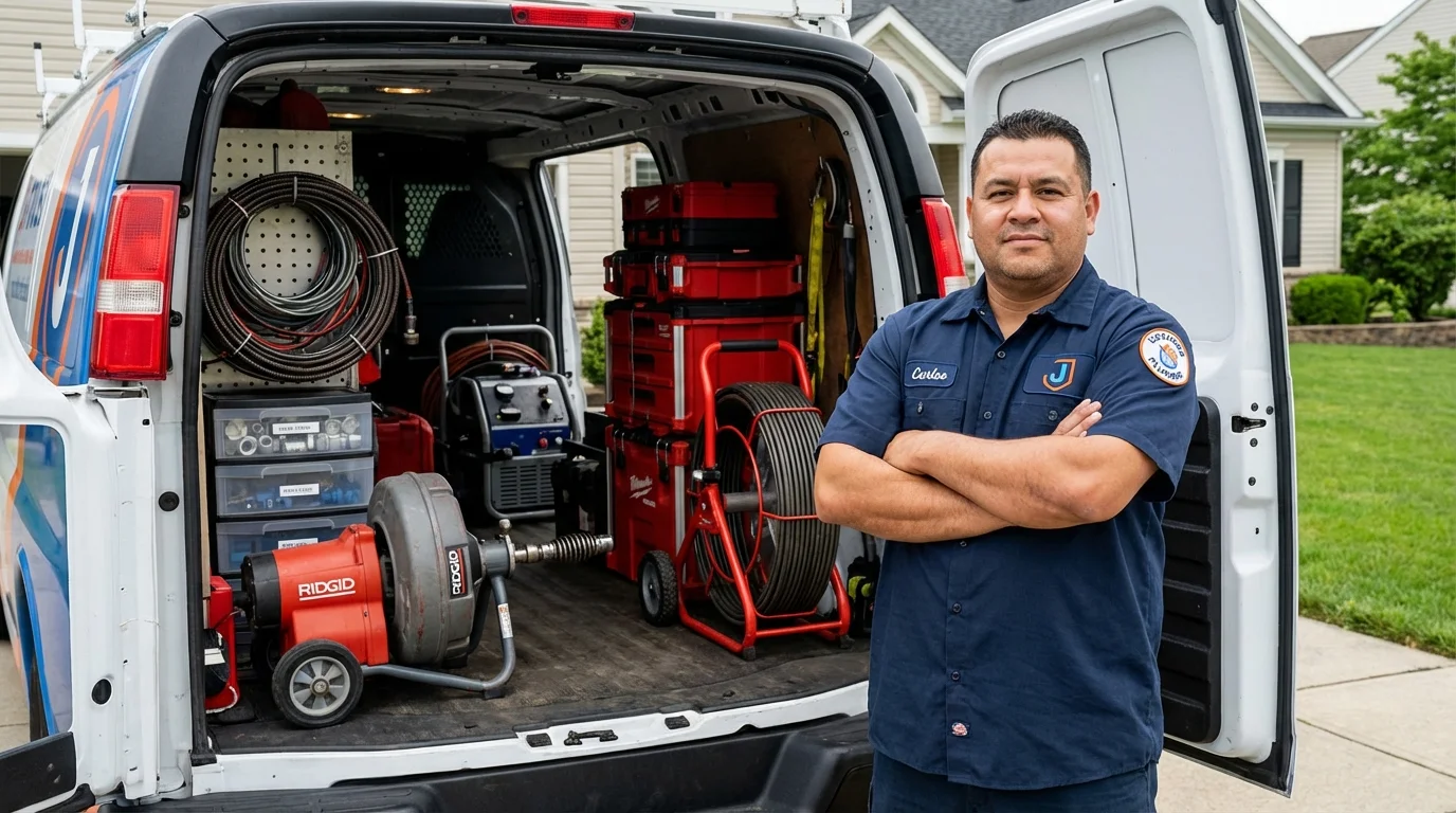 Professional drain cleaning equipment and Johns Plumbing LLC plumber in Triangle
