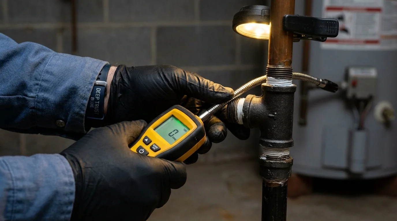 Gas leak detection with electronic sniffer by Johns Plumbing LLC in Triangle