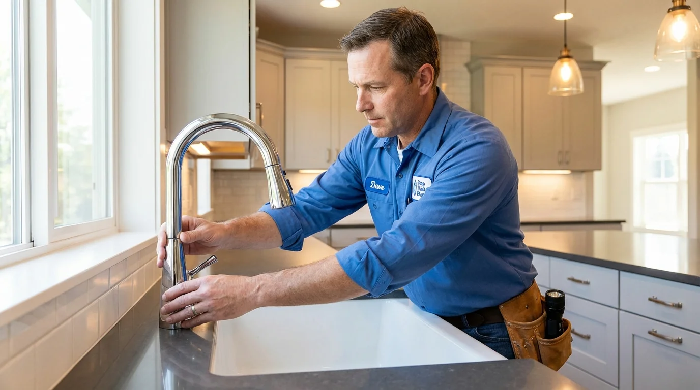 Kitchen faucet installation by Johns Plumbing LLC in Triangle