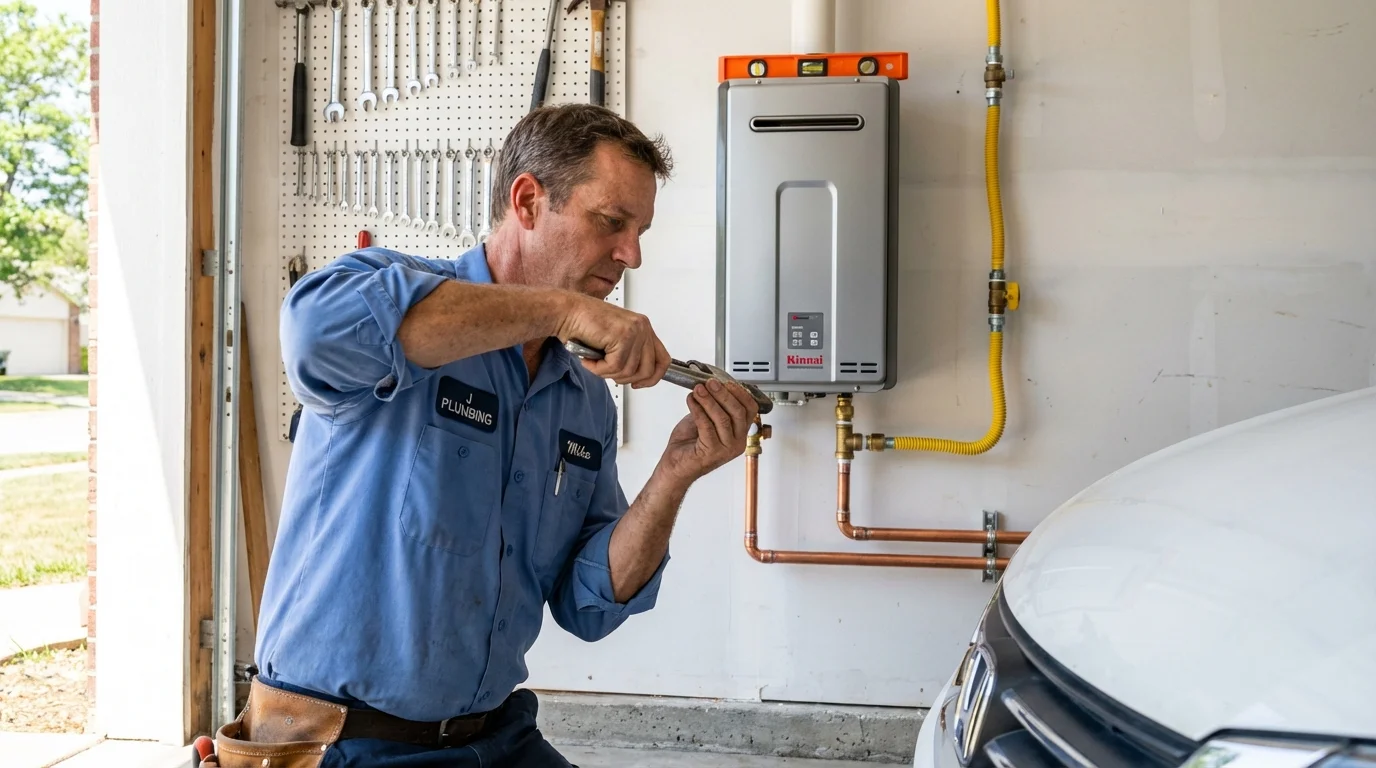 Tankless water heater installation by a Johns Plumbing LLC plumber in Triangle